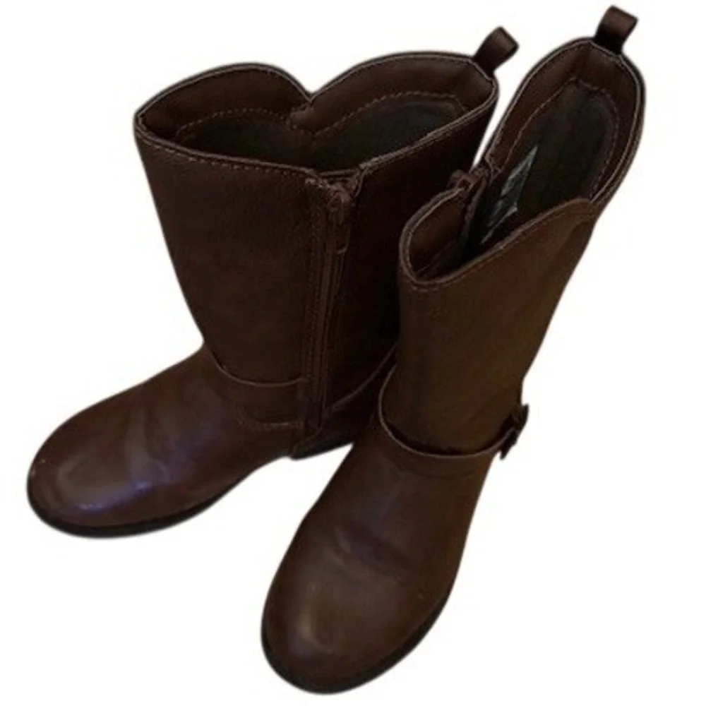 OshKosh Bgosh Lumi‎ Brown Faux Leather Tall Boots Girls Size 11M OF22K02H